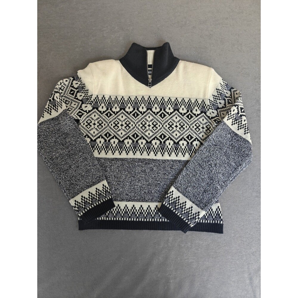 Nils Skiwear Womens Small Fair Isle Wool Blend Quarter Zip Sweater
